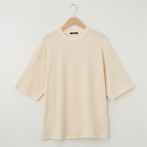 メンズ メッシュカノコ ルーズフィット半袖Tシャツ Labo Spec(ラボスペック) 777614114-2(キナリ-M)