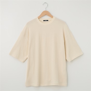 メンズ メッシュカノコ ルーズフィット半袖Tシャツ Labo Spec(ラボスペック) 777614114-2(キナリ-M)