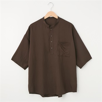 メンズ ボイル バンドカラーかぶりシャツ Labo Spec(ラボスペック) 777624025-2(チャ-M)