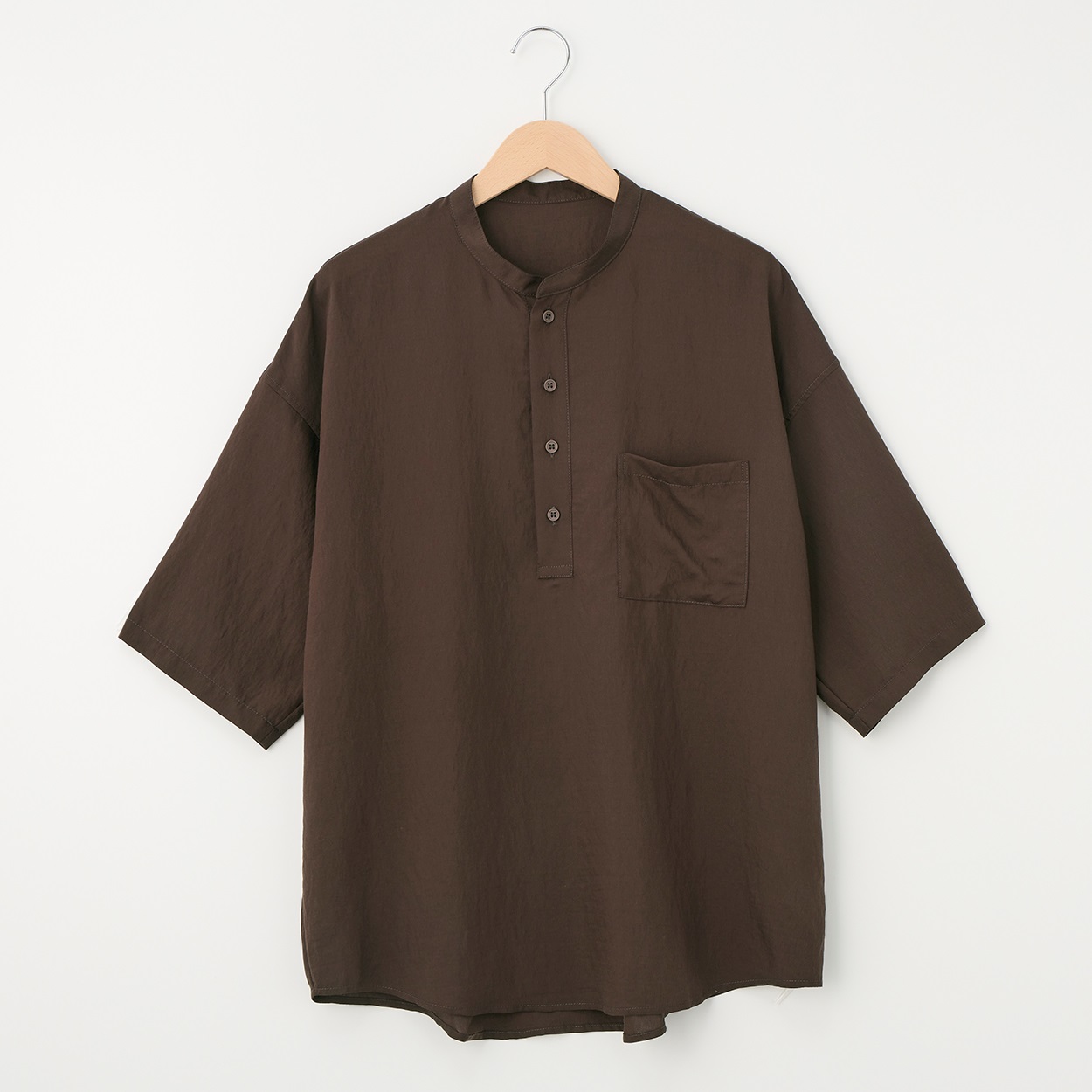 スマイリページ　ラボ服　らぼ服　ハンドメイド　服 メンズ ボイル バンドカラーかぶりシャツ Labo Spec(ラボスペック
