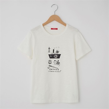 レディス  【西脇氏コラボ】20スラブ天竺 ボンボヤージュプリントTシャツ Labo Spec(ラボスペック) 777761106(シロ-S)