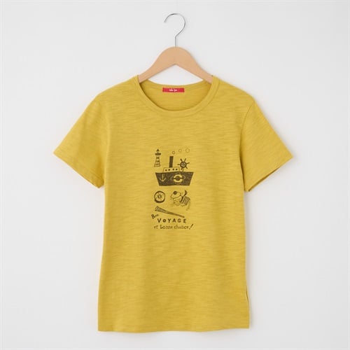 レディス  【西脇氏コラボ】20スラブ天竺 ボンボヤージュプリントTシャツ Labo Spec(ラボスペック) 777761106(ウスキイロ-S)