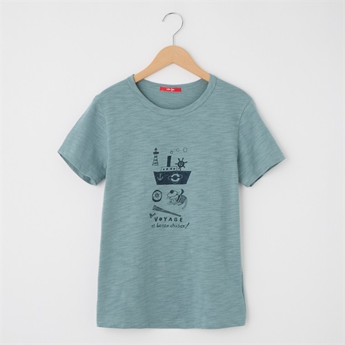 レディス  【西脇氏コラボ】20スラブ天竺 ボンボヤージュプリントTシャツ Labo Spec(ラボスペック) 777761106(ウスアオ-S)