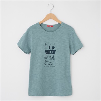 レディス  【西脇氏コラボ】20スラブ天竺 ボンボヤージュプリントTシャツ Labo Spec(ラボスペック) 777761106(ウスアオ-S)