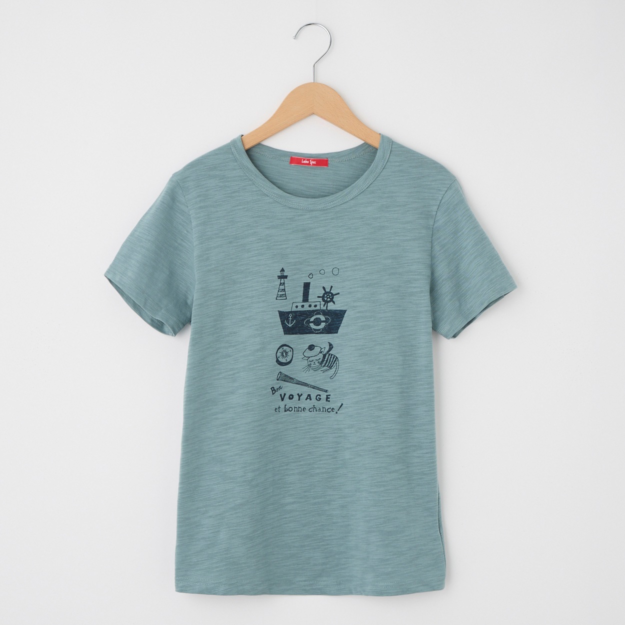 レディス  【西脇氏コラボ】20スラブ天竺 ボンボヤージュプリントTシャツ Labo Spec(ラボスペック) 777761106(ウスアオ-L)