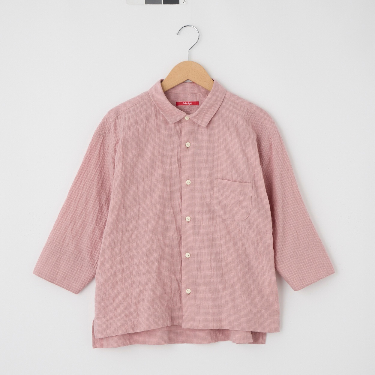 レディス ガーゼピンチェック レギュラーカラーシャツ Labo Spec(ラボスペック) 777762079(ウスアカ-M)