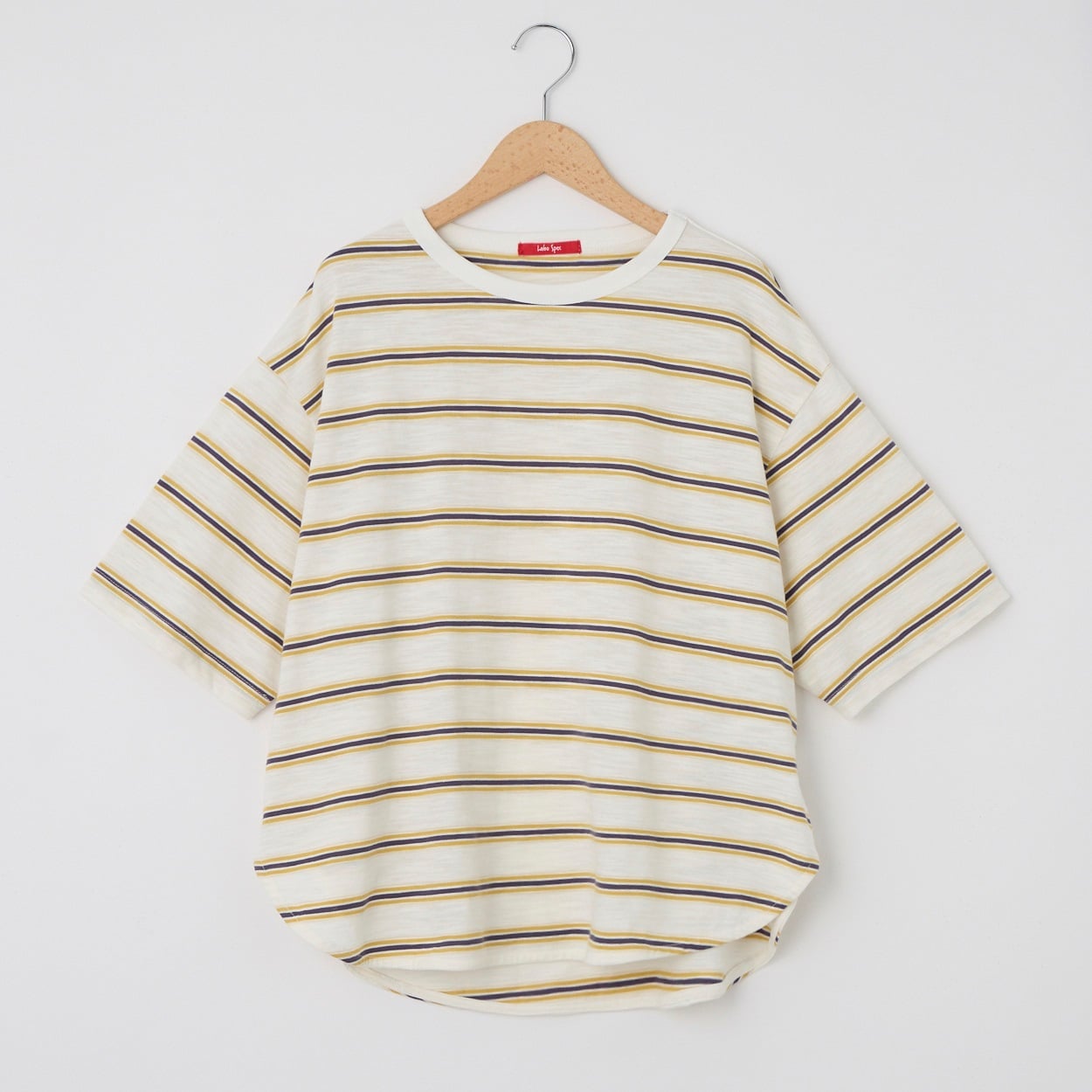スラブ天竺ボーダー BIGシルエットTシャツ Labo Spec(ラボスペック) 777861005(シロ-S)