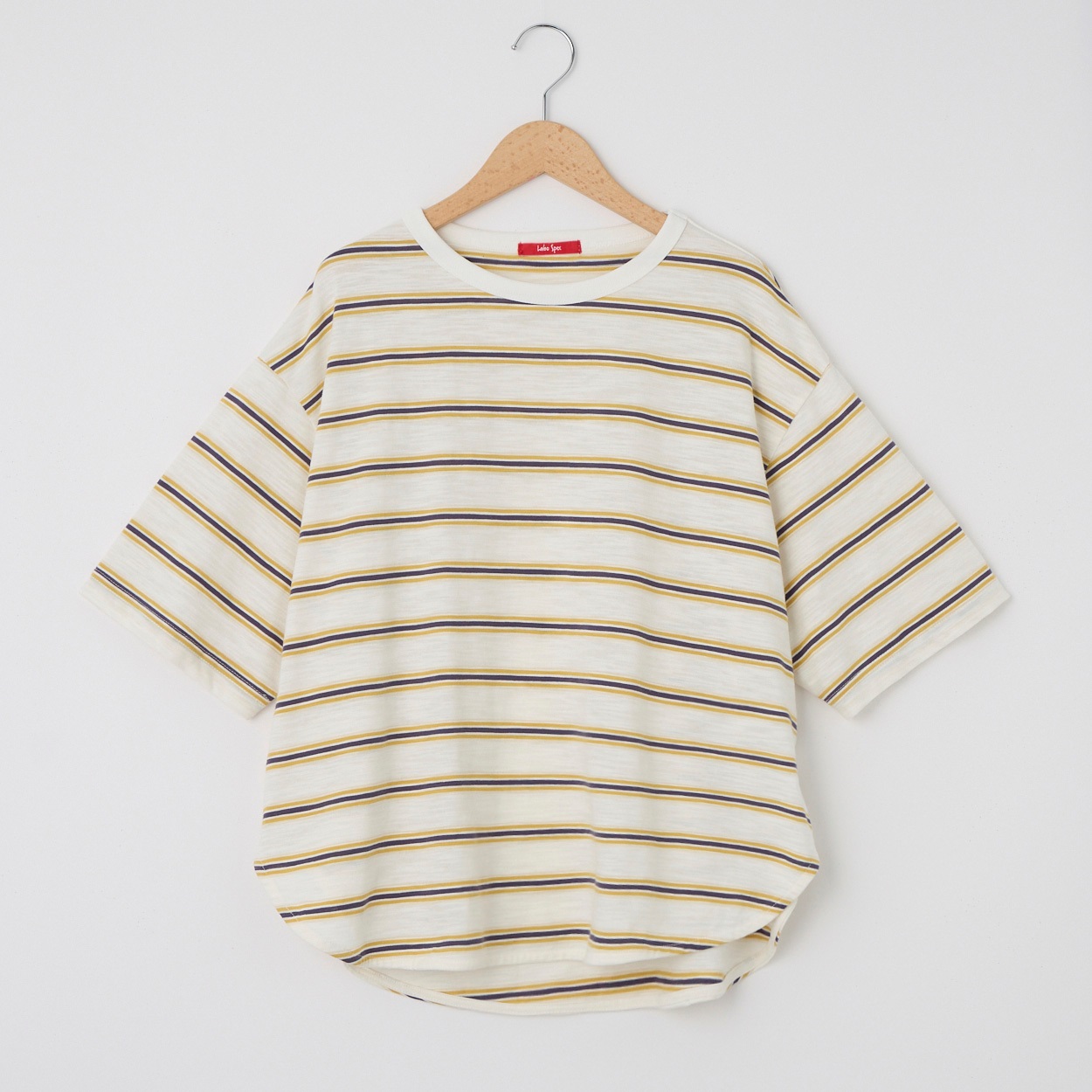 スラブ天竺ボーダー BIGシルエットTシャツ Labo Spec(ラボスペック) 777861005(シロ-L)