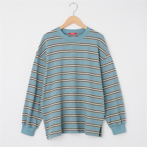 スラブ天竺ボーダー 長袖Tシャツ Labo Spec(ラボスペック) 777861007(アオ-S)