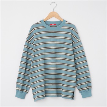 スラブ天竺ボーダー 長袖Tシャツ Labo Spec(ラボスペック) 777861007(アオ-S)