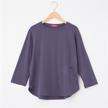 接触冷感レディス カレンダー天竺 7分袖ラウンドヘムTシャツ Labo Spec(ラボスペック) 777861003(ムラサキ-M)