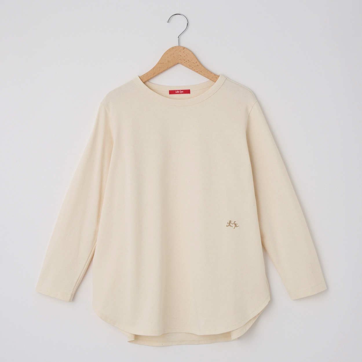 レディス 天竺裏起毛 9分袖ラウンドヘムTシャツ Labo Spec(ラボスペック) 777861025(キナリ-L)