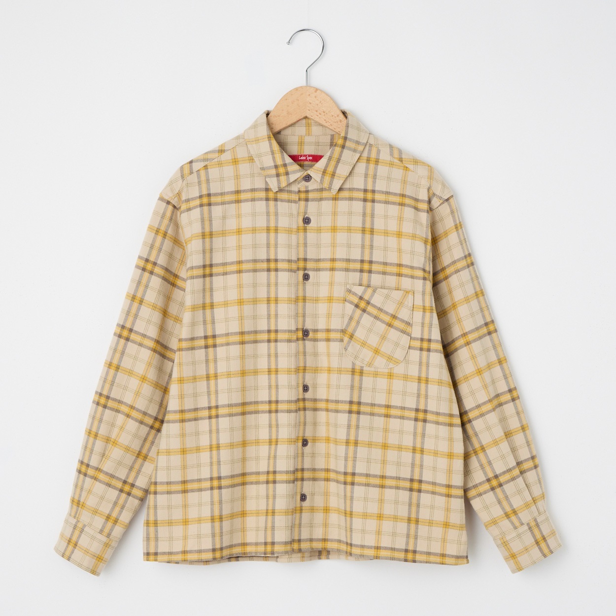 冬チェック レギュラーカラーシャツ Labo Spec(ラボスペック) 777862043(キナリ-M)