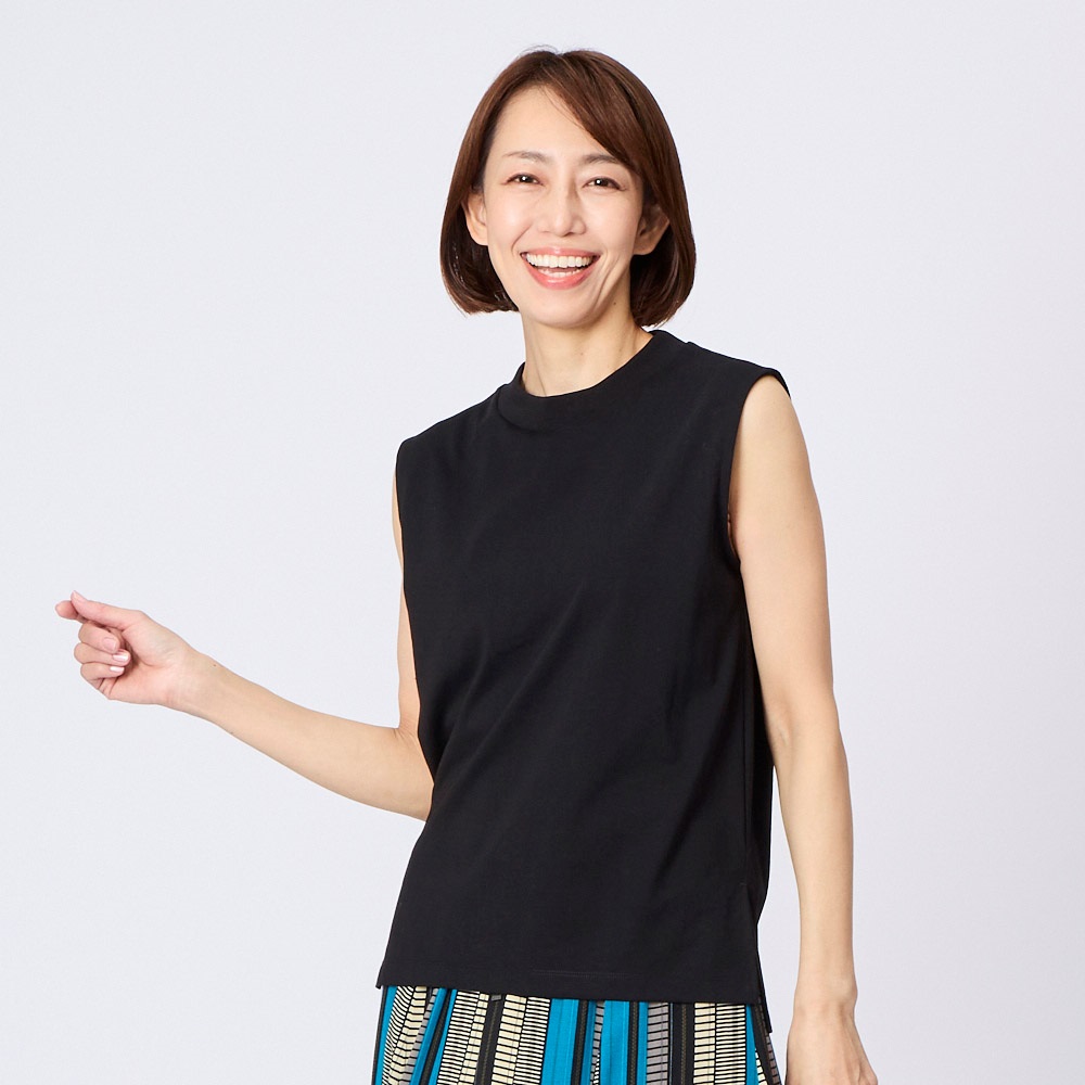 大人のモックネックノースリーブシャツ レディス JEUNEMAMAN 