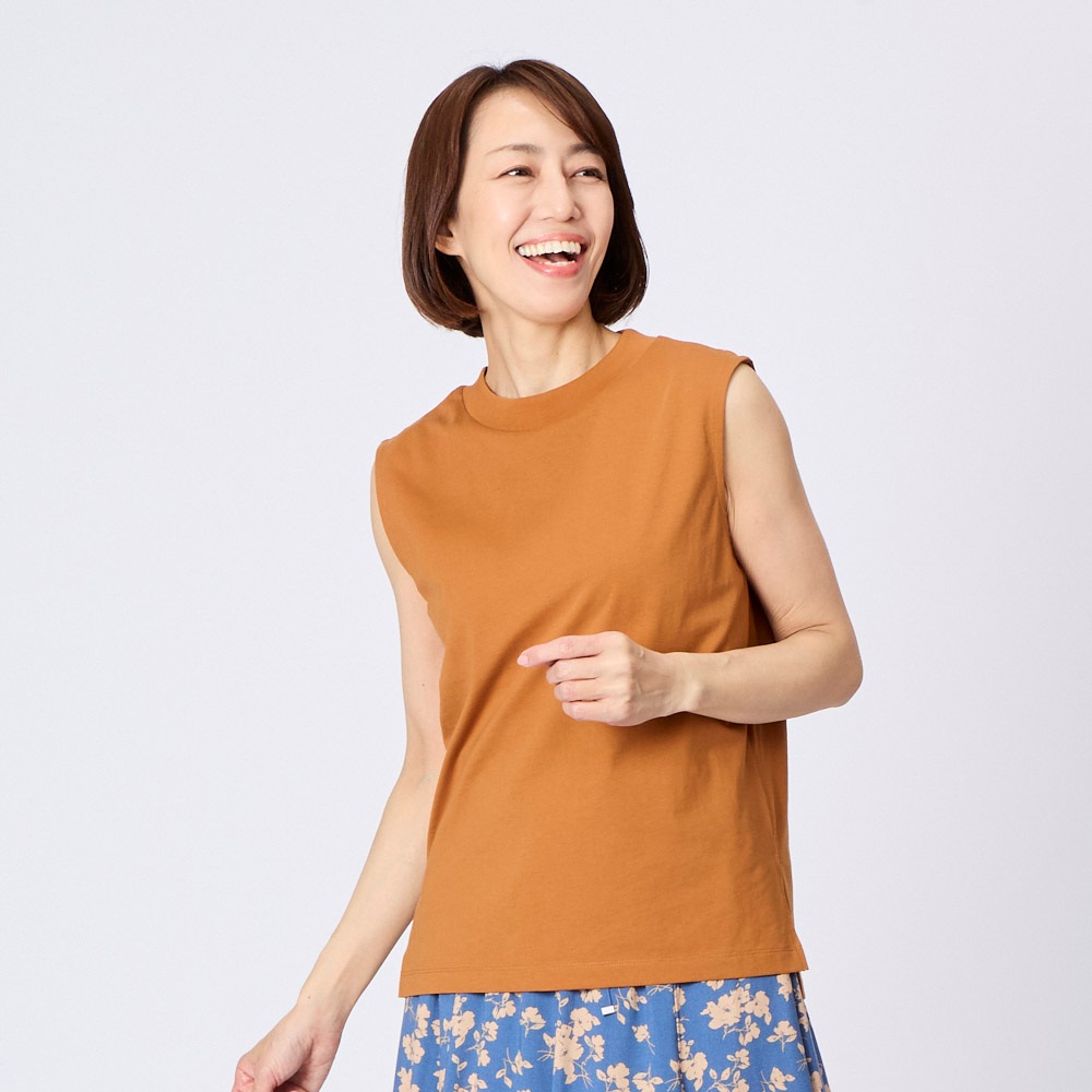 大人のモックネックノースリーブシャツ レディス JEUNEMAMAN 