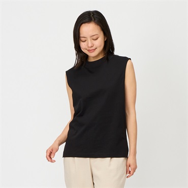 ひんやり・UV対策 大人のモックネックノースリーブTシャツ レディス JEUNEMAMAN(ジュネママン)(クロ-M)