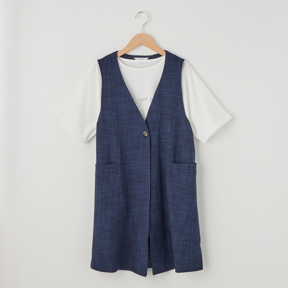 布帛ジレ＆カットソーアンサンブル レディス JEUNEMAMAN