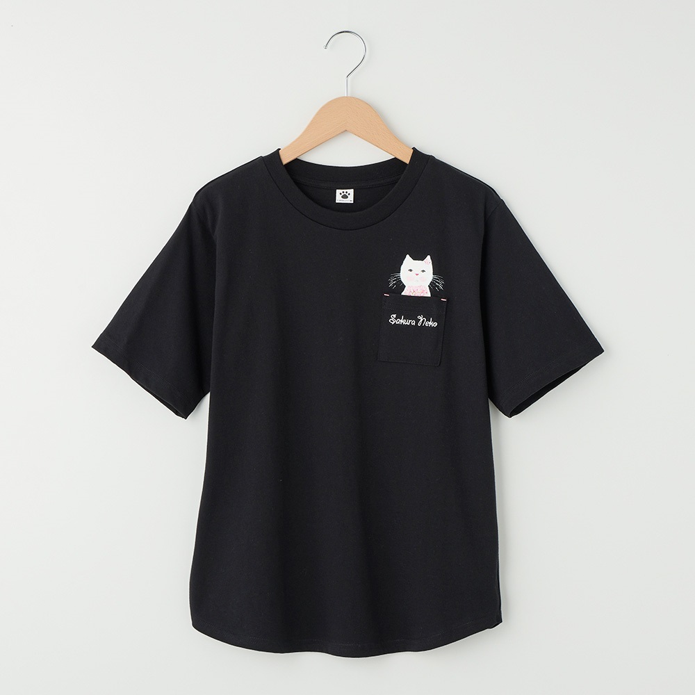 さくらねこ】 ポケット刺繍Tシャツ レディス | イオンスタイル