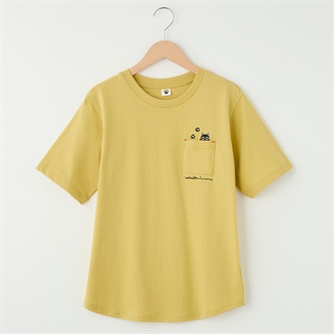 RBTXCO RETAK_ 花刺繍 半袖Tシャツ イエロー うるうるフラワー RBTXCO RETAK_ ガーン 花刺繍 半袖Tシャツ イエロー うるうる
