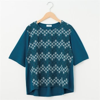 ポイント20倍対象商品】配色刺繍切替プルオーバー レディス