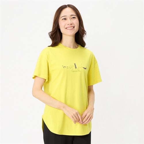 オーガニックコットン 68丈裾ラウンド胸プリントＴシャツ レディス JEUNEMAMAN(ジュネママン)