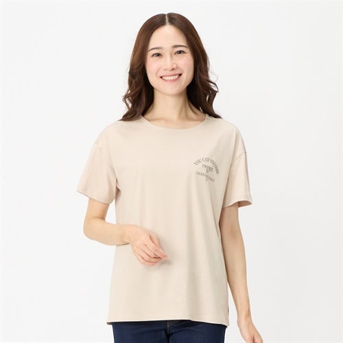 オーガニックコットン 65丈ワイドシルエット胸プリントTシャツ レディス JEUNEMAMAN(ジュネママン)