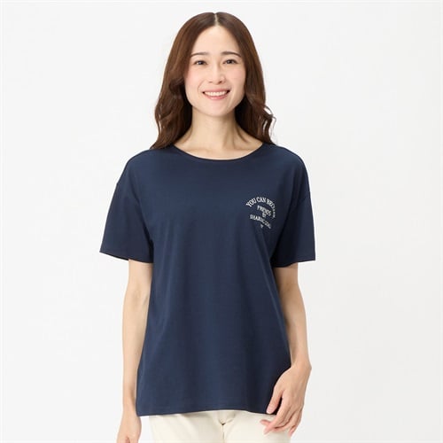 オーガニックコットン 65丈ワイドシルエット胸プリントTシャツ レディス JEUNEMAMAN(ジュネママン)(コイアオ-L)