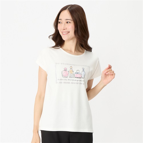 大人のこだわりTシャツ 60丈配色刺繍香水柄 レディス JEUNEMAMAN(ジュネママン)