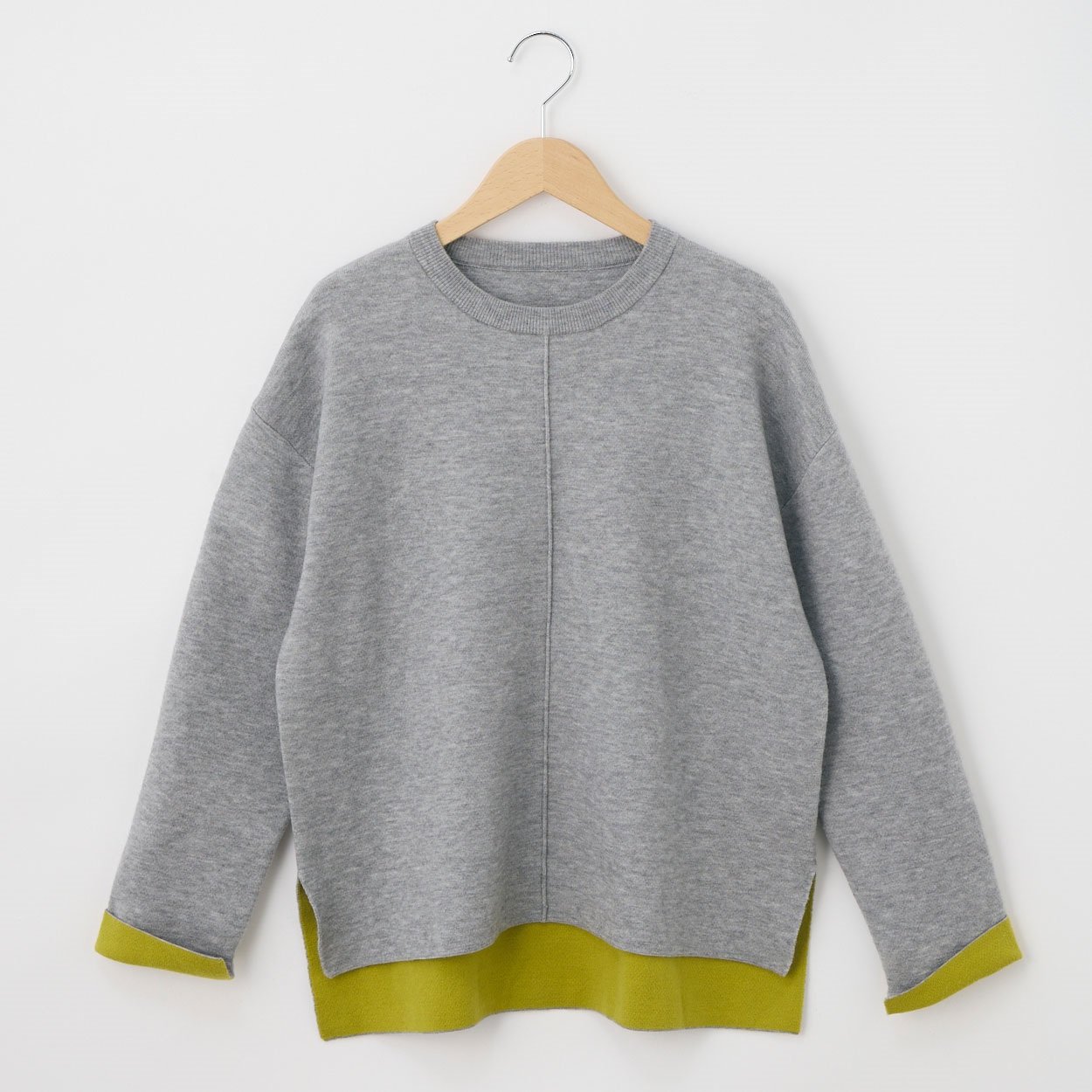 専用です★GOLDEN ♡グレー♡ニット 大人の素敵ニット 洗える！ ダブルフェイス配色プルオーバー レディス