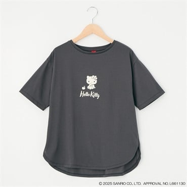 大人の〈ハローキティ〉 ヴィンテ－ジプリント裾ラウンドT レディス JEUNE MAMAN(ジュネママン)(チャコ－ルグレ－-XL)
