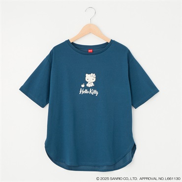 大人の〈ハローキティ〉 ヴィンテ－ジプリント裾ラウンドT レディス JEUNE MAMAN(ジュネママン)(アオ-XL)