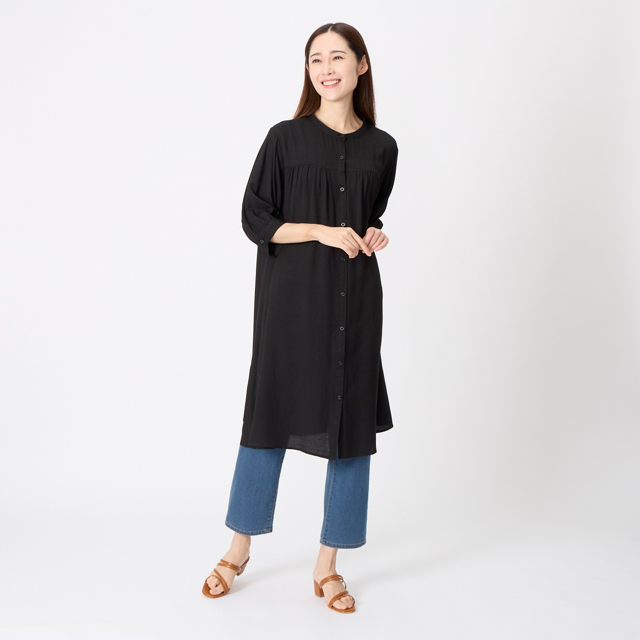 わんわんママ ネルウエスト切替長袖ギャザーワンピース（m.n）の商品詳細