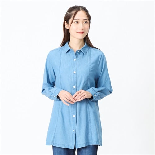 74丈ライトデニムシャツチュニック レディス JEUNE MAMAN