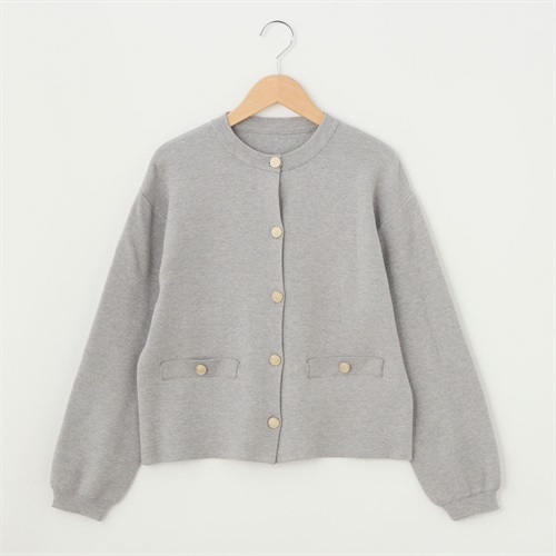 美品 23区 2XL 3L ウール　フード カーディガン グレー 黒　ニット WEB限定・洗える】ウールミックス フード付きカーディガン