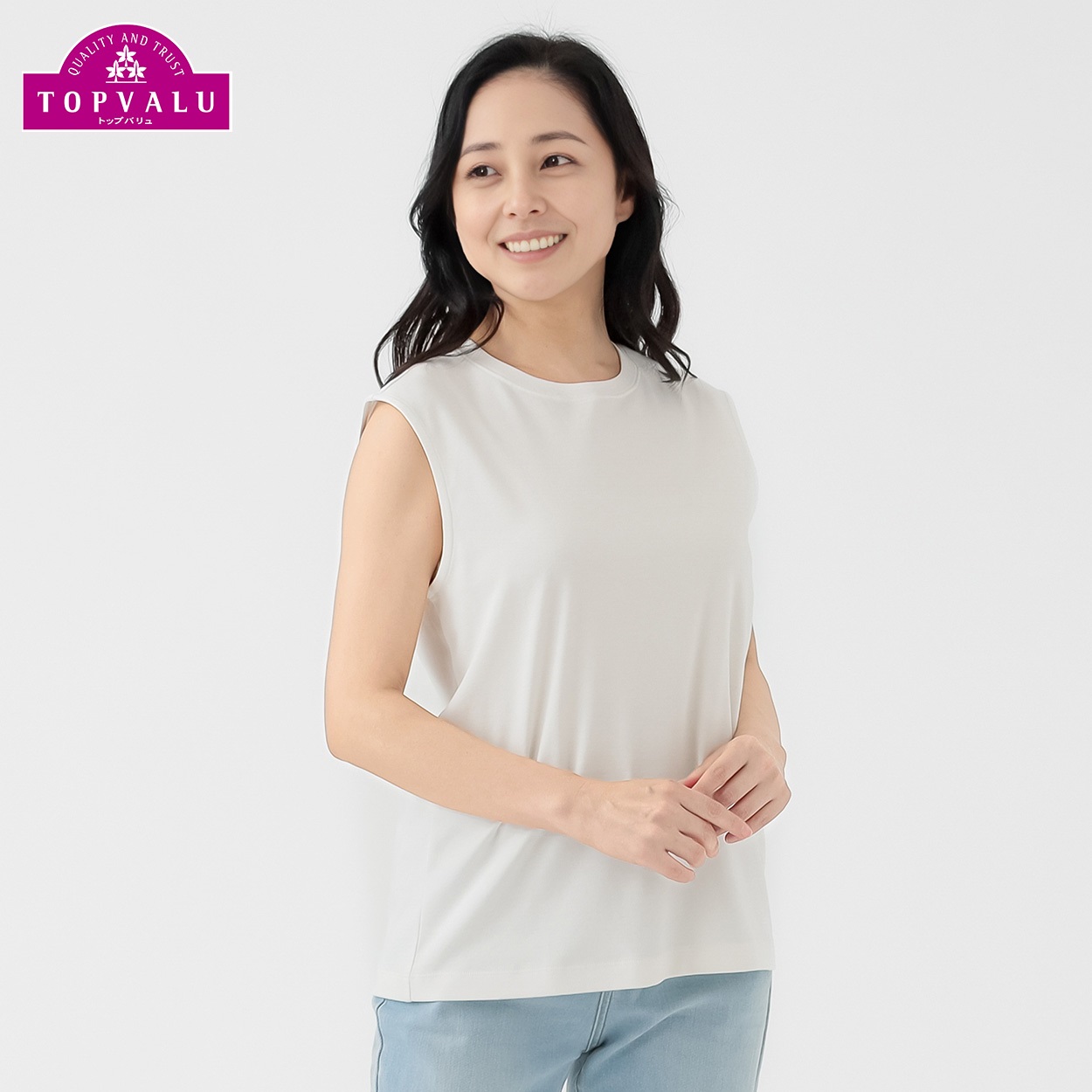 大人のノースリーブＴシャツ レディス JEUNE MAMAN(ジュネママン) TV7053B6436(シロ-L)