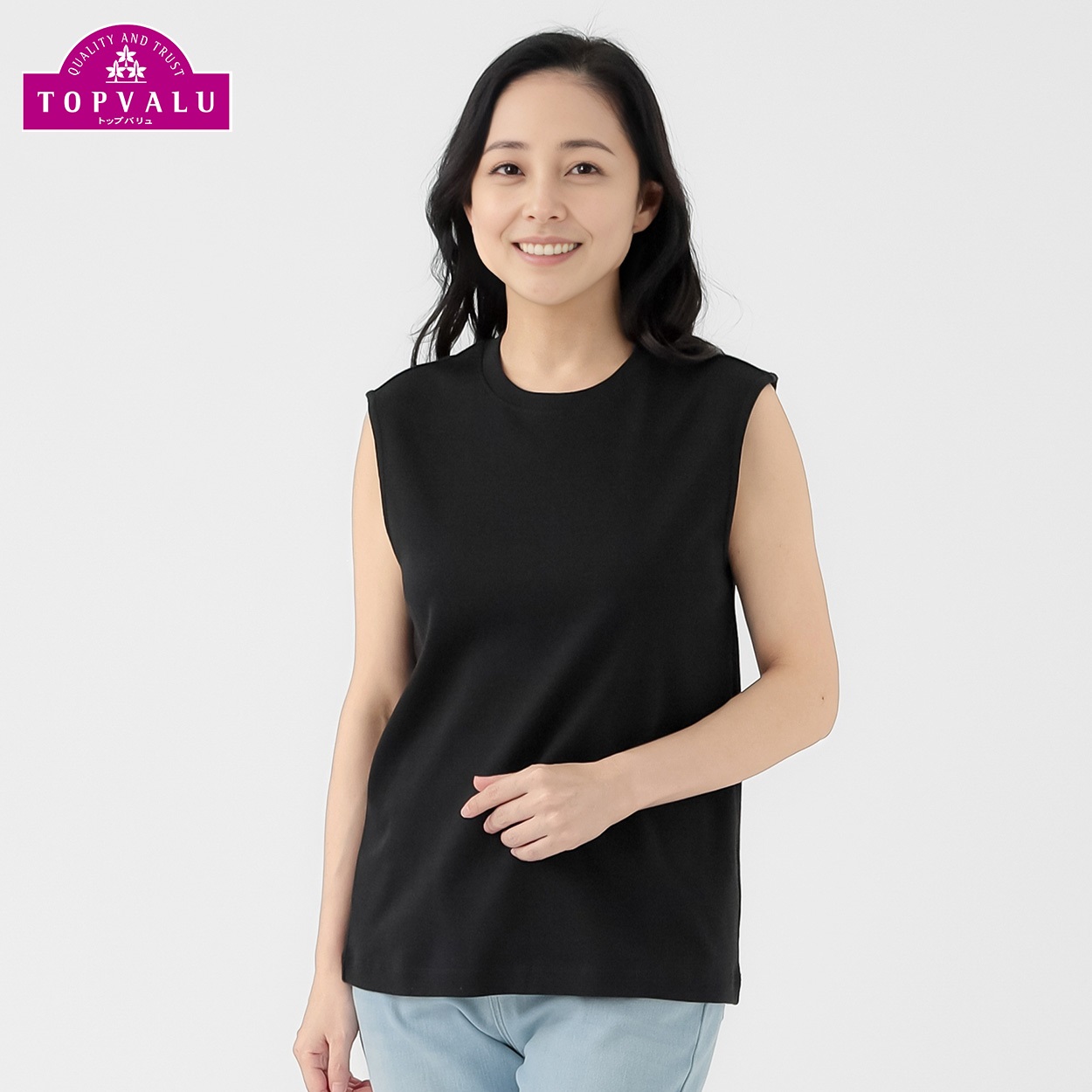 大人のノースリーブＴシャツ レディス JEUNE MAMAN(ジュネママン) TV7053B6436(クロ-XL)