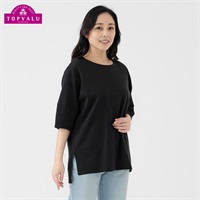 大人のランタン切替スリーブＴシャツ レディス JEUNE MAMAN(ジュネママン) TV7053B6636(クロ-M)