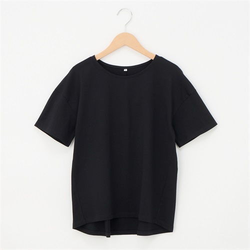 オーガニックコットン 65丈無地後ろギャザー半袖Tシャツ レディス JEUNE MAMAN(ジュネママン) AS-1980-2806A(クロ-M)