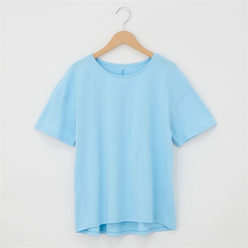 オーガニックコットン 65丈無地後ろギャザー半袖Tシャツ レディス JEUNE MAMAN(ジュネママン) AS-1980-2806A(ウスミドリ-M)