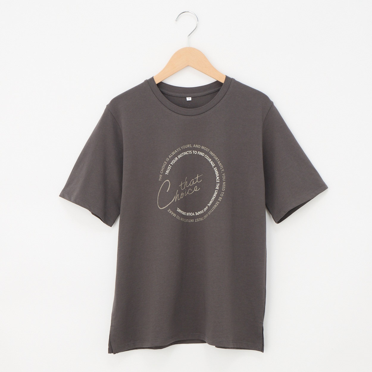 オーガニックコットン 63丈脇スリットプリント半袖Ｔシャツ レディス JEUNE MAMAN(ジュネママン) AS-1980-2806D(チャコ－ルグレ－-L)