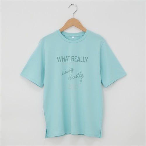 オーガニックコットン 63丈脇スリットプリント半袖Ｔシャツ レディス JEUNE MAMAN(ジュネママン) AS-1980-2806D(ウスミドリ-M)