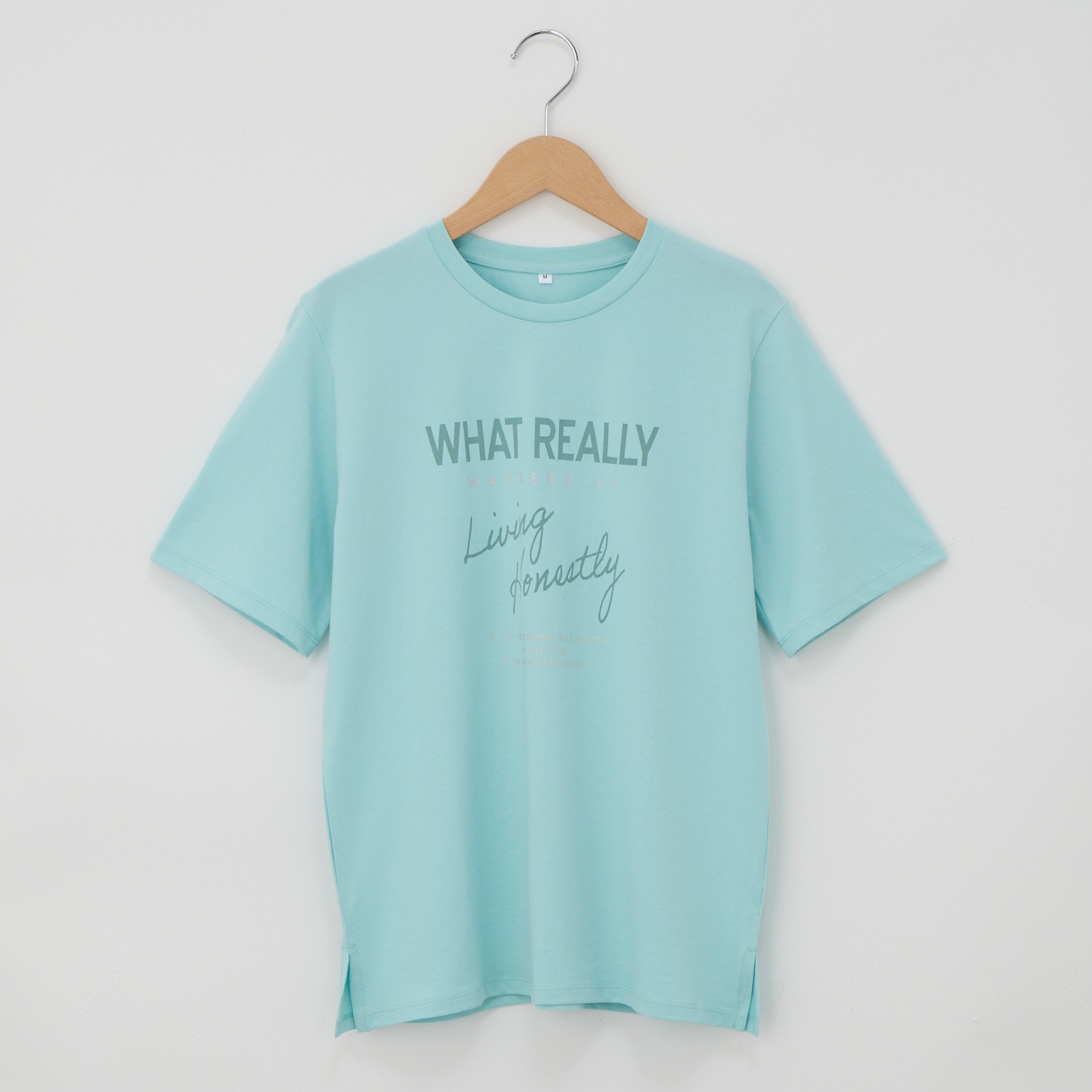 オーガニックコットン 63丈脇スリットプリント半袖Ｔシャツ レディス JEUNE MAMAN(ジュネママン) AS-1980-2806D(ウスミドリ-XL)