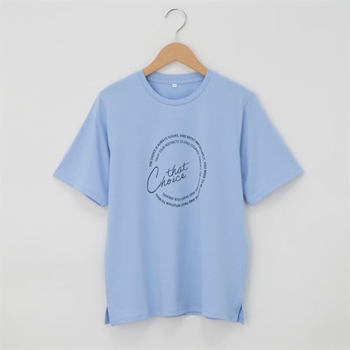 オーガニックコットン 63丈脇スリットプリント半袖Ｔシャツ レディス JEUNE MAMAN(ジュネママン) AS-1980-2806D(アオ-M)