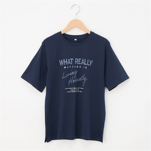 オーガニックコットン 63丈脇スリットプリント半袖Ｔシャツ レディス JEUNE MAMAN(ジュネママン) AS-1980-2806D