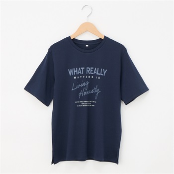 オーガニックコットン 63丈脇スリットプリント半袖Ｔシャツ レディス JEUNE MAMAN(ジュネママン) AS-1980-2806D(コイアオ-M)