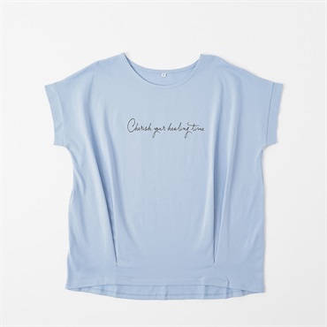 オーガニックコットン 前身タック入りTシャツ レディス JEUNE MAMAN(ジュネママン) AS-1980-2807A(ウスアオ-M)