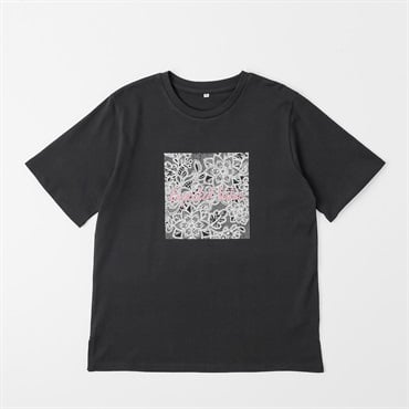オーガニックコットン レースプリントTシャツ レディス JEUNE MAMAN(ジュネママン) AS-1980-2807B(クロ-M)