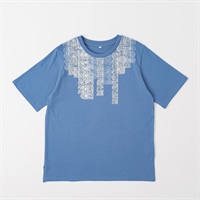 オーガニックコットン レースプリントTシャツ レディス JEUNE MAMAN(ジュネママン) AS-1980-2807B(アオ-M)
