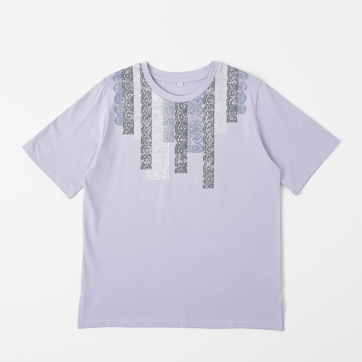 オーガニックコットン レースプリントTシャツ レディス JEUNE MAMAN(ジュネママン) AS-1980-2807B(ウスムラサキ-M)