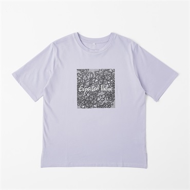 オーガニックコットン レースプリントTシャツ レディス JEUNE MAMAN(ジュネママン) AS-1980-2807B(Ａウスムラサキ-M)
